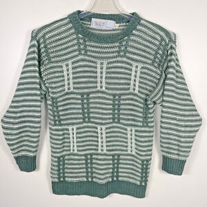 Vintage Gaeltarra 100% Irish Linen Sweater Womens 38 Small Olive Ivory Ireland